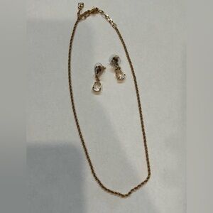 Swarovski Gold Necklace and Earring Set